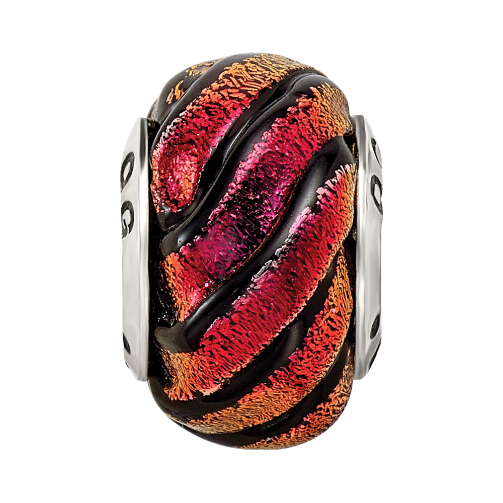 Sterlingsilber Reflections Orange Wirbel Dichroic Glas Perle