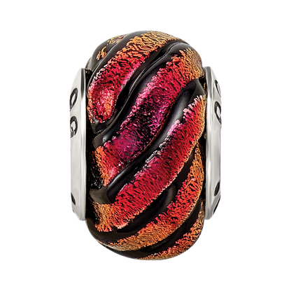 Sterlingsilber Reflections Orange Wirbel Dichroic Glas Perle