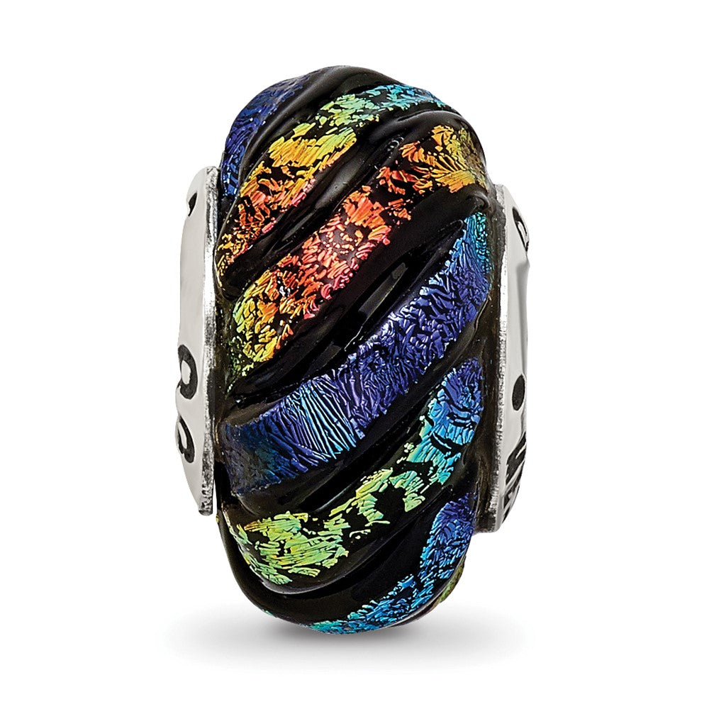 Sterlingsilber Reflections Regenbogen Wirbel Dichroic Glas Perle