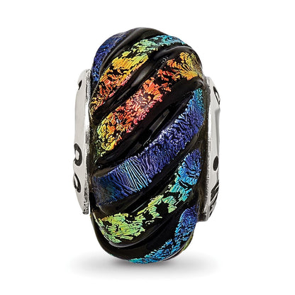 Sterlingsilber Reflections Regenbogen Wirbel Dichroic Glas Perle
