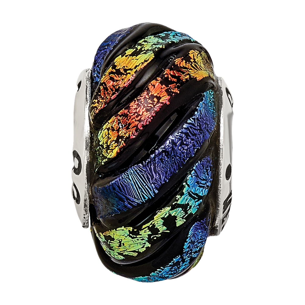 Sterlingsilber Reflections Regenbogen Wirbel Dichroic Glas Perle