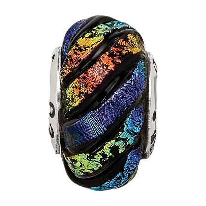 Sterlingsilber Reflections Regenbogen Wirbel Dichroic Glas Perle