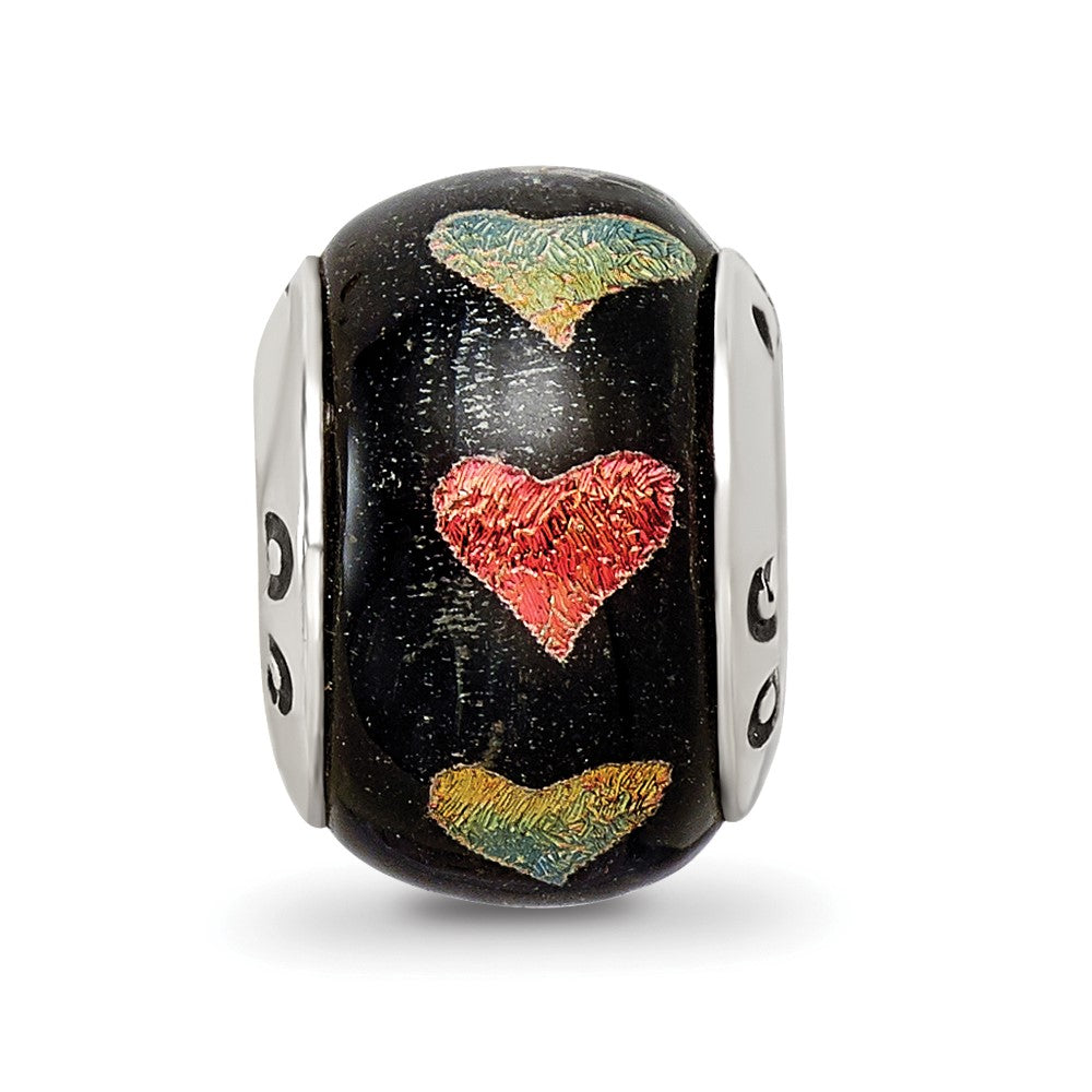 Sterlingsilber Reflections Orange/green Herzen Dichroic Glas Perle