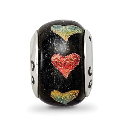 Sterlingsilber Reflections Orange/green Herzen Dichroic Glas Perle