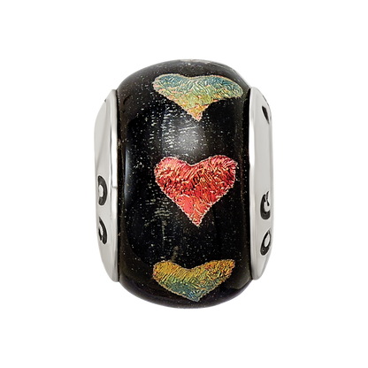 Sterlingsilber Reflections Orange/green Herzen Dichroic Glas Perle