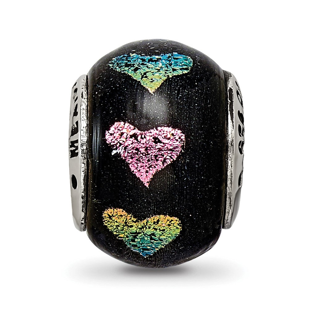 Sterlingsilber Reflections Rosa/purple Herzen Dichroic Glas Perle