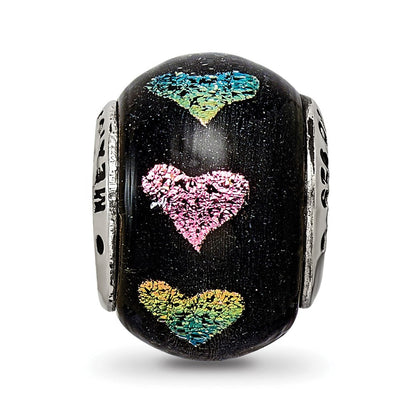 Sterlingsilber Reflections Rosa/purple Herzen Dichroic Glas Perle