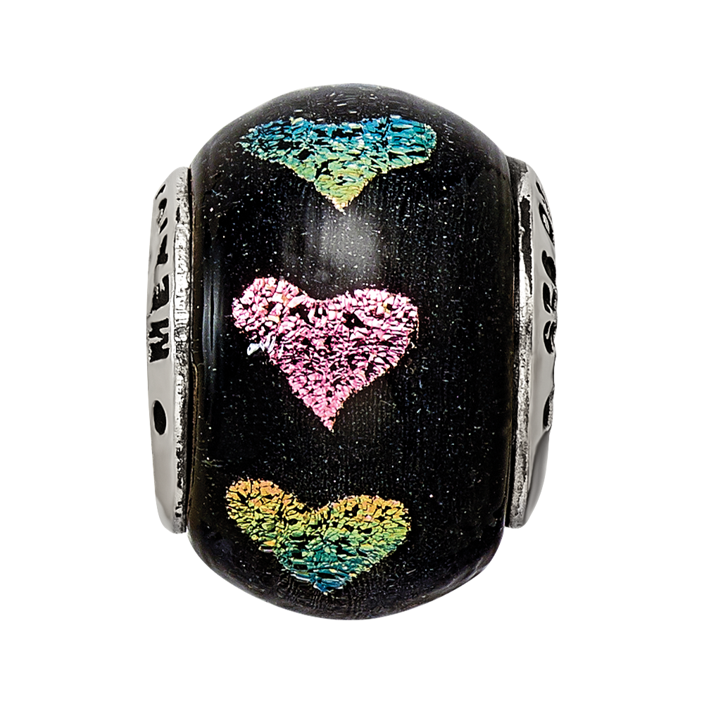 Sterlingsilber Reflections Rosa/purple Herzen Dichroic Glas Perle