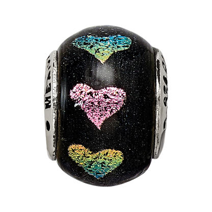Sterlingsilber Reflections Rosa/purple Herzen Dichroic Glas Perle
