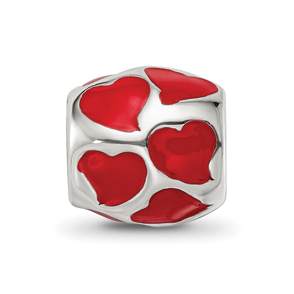 Sterlingsilber Reflections Rot Emailliert Herzen Perle