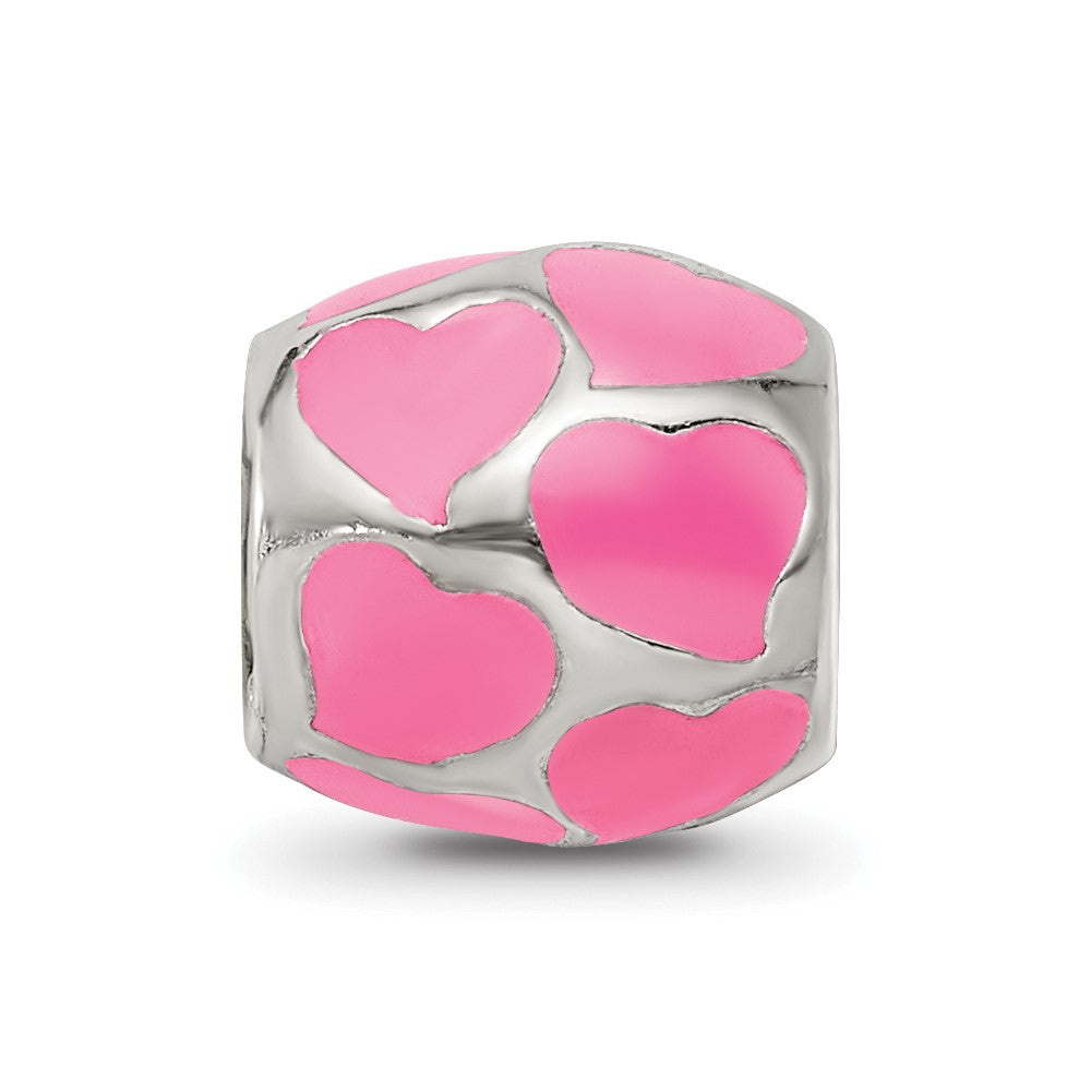 Sterlingsilber Reflections Rosa Emailliert Herzen Perle