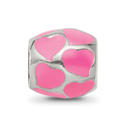 Sterlingsilber Reflections Rosa Emailliert Herzen Perle
