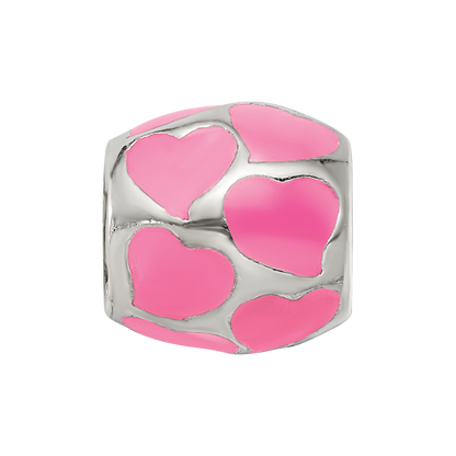 Sterlingsilber Reflections Rosa Emailliert Herzen Perle
