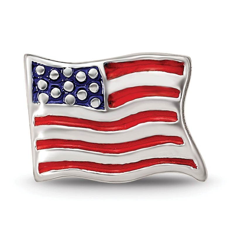 Sterlingsilber Reflections Emailliert Usa Flag Perle