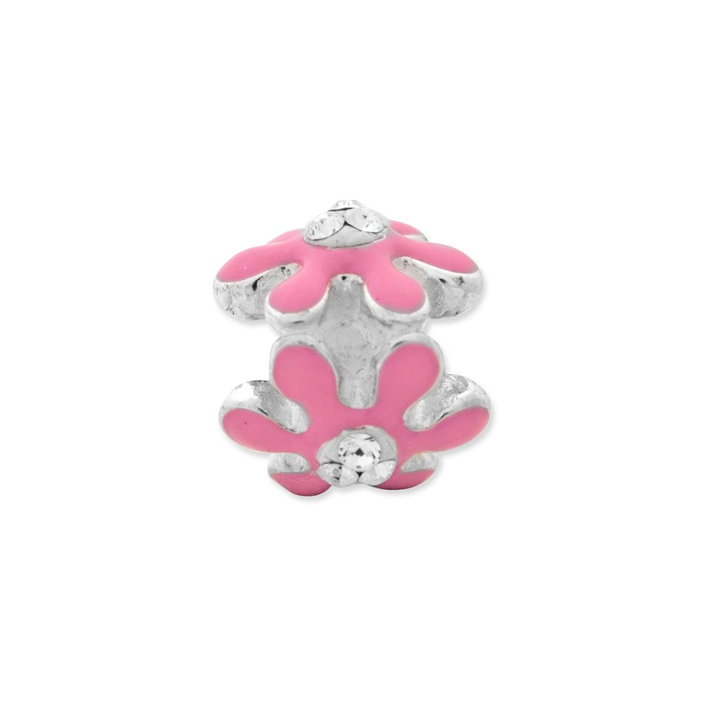 Sterlingsilber Reflections Rosa Blume mit Swarovski Kristall Perle