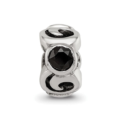 Sterlingsilber Reflections Schwarz Zirkonia Perle