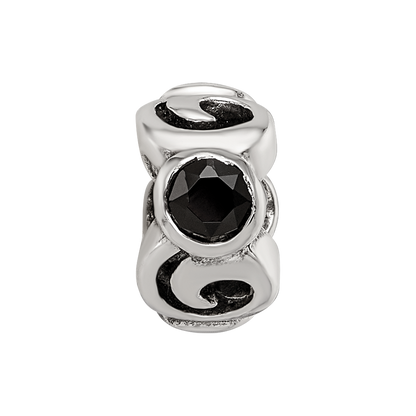 Sterlingsilber Reflections Schwarz Zirkonia Perle