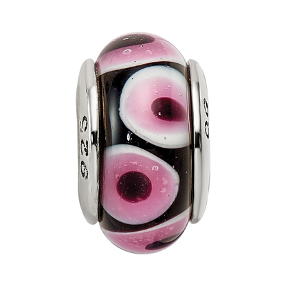Sterlingsilber Reflections Schwarz/pink Hand-blown Glas Perle