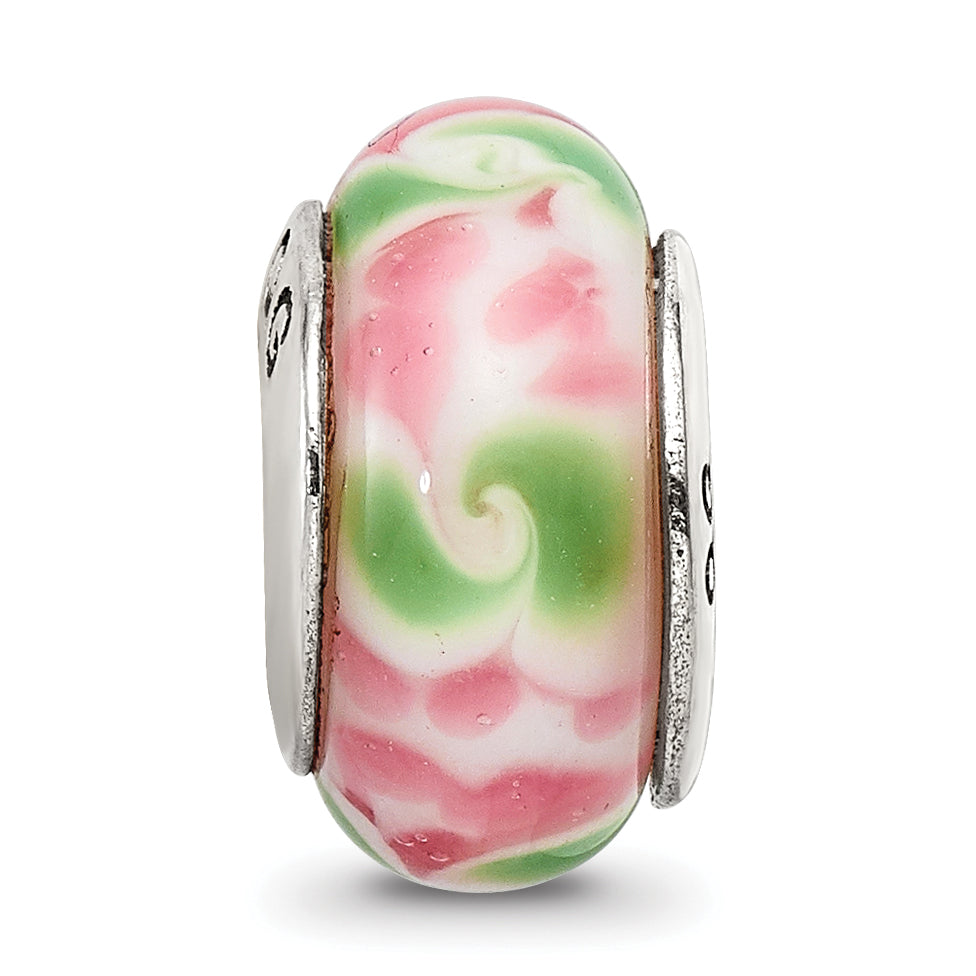 Sterlingsilber Reflections Rosa/green Hand-blown Glas Perle