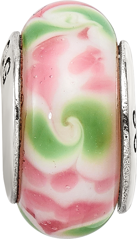 Sterlingsilber Reflections Rosa/green Hand-blown Glas Perle