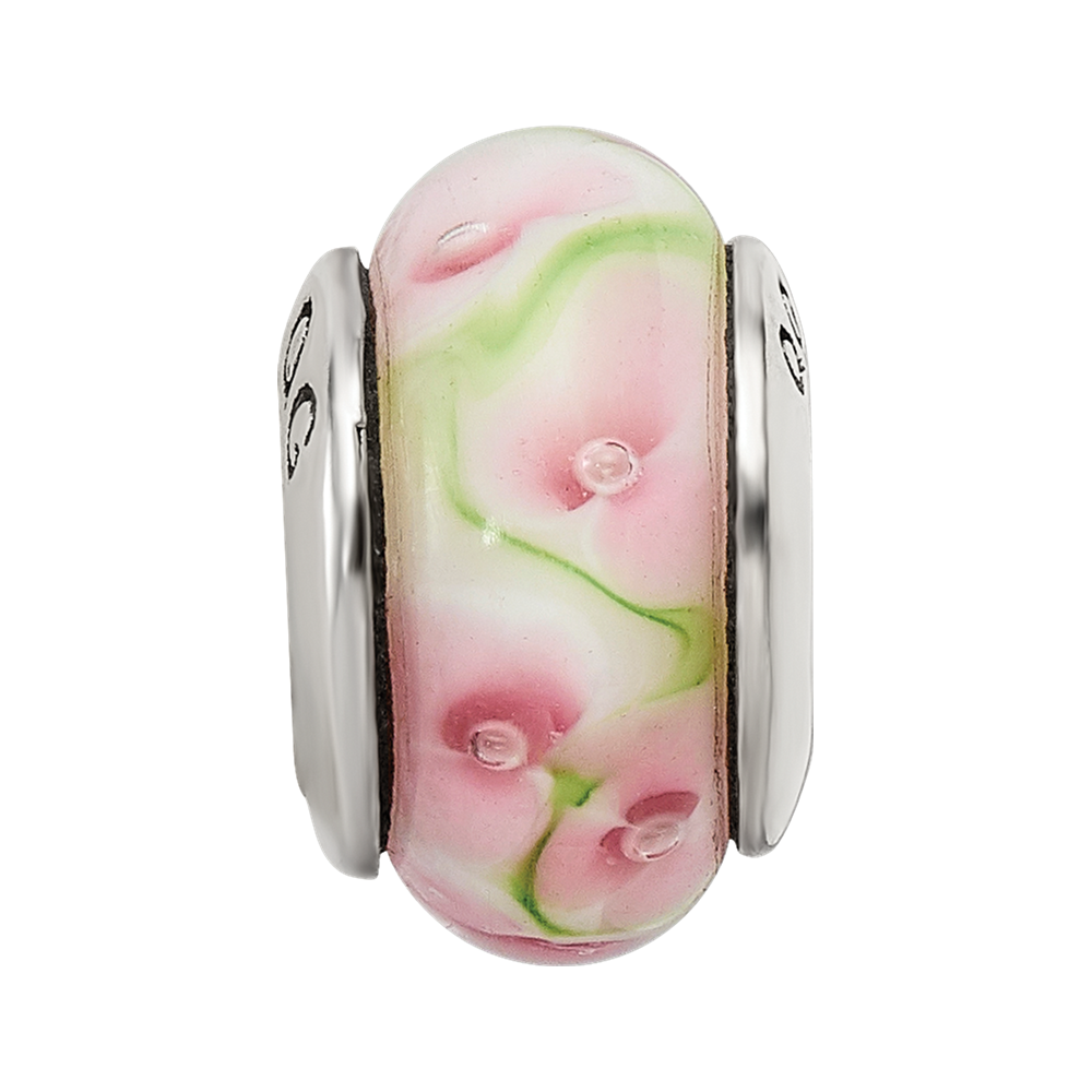Sterlingsilber Reflections Rosa/green Hand-blown Glas Perle