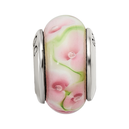 Sterlingsilber Reflections Rosa/green Hand-blown Glas Perle