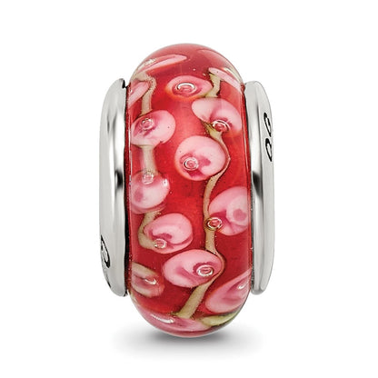 Sterlingsilber Reflections Rosa/red Hand-blown Glas Perle