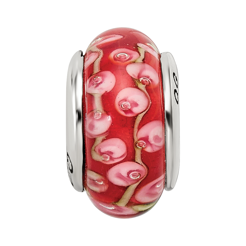 Sterlingsilber Reflections Rosa/red Hand-blown Glas Perle