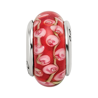Sterlingsilber Reflections Rosa/red Hand-blown Glas Perle