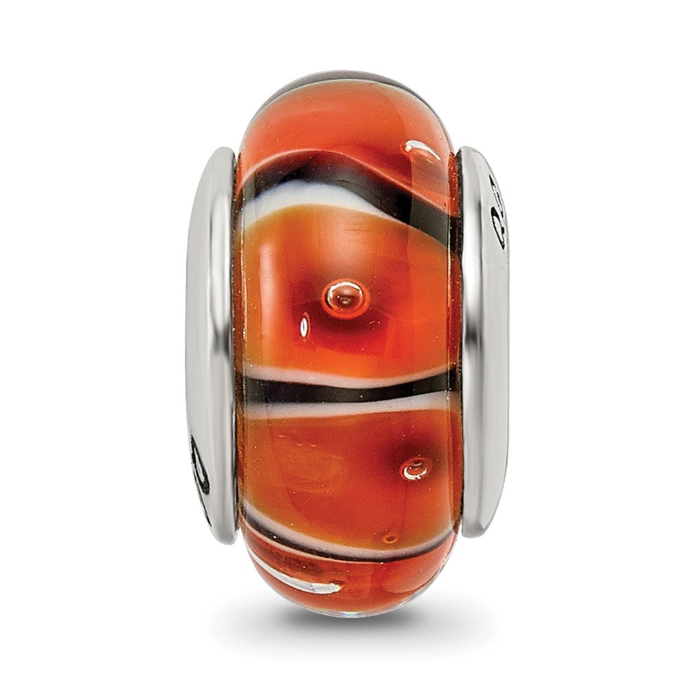 Sterlingsilber Reflections Orange Hand-blown Glas Perle