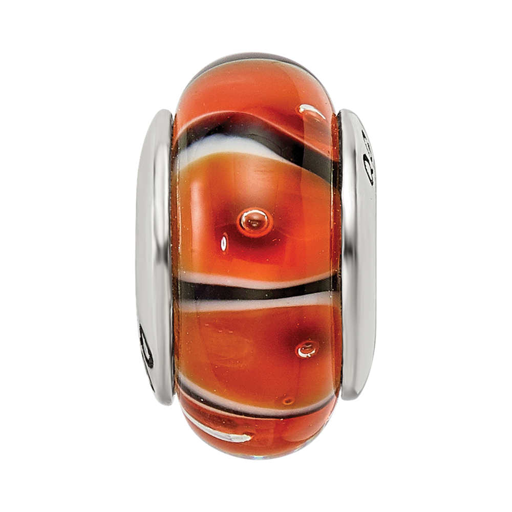 Sterlingsilber Reflections Orange Hand-blown Glas Perle