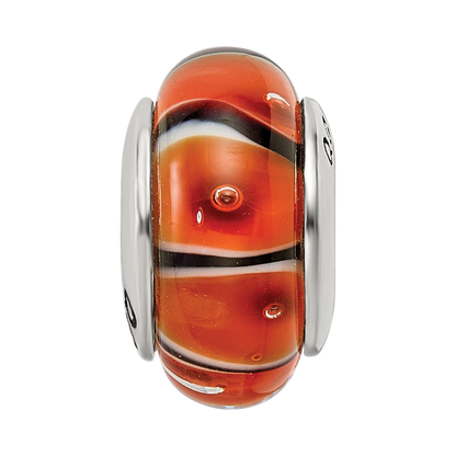 Sterlingsilber Reflections Orange Hand-blown Glas Perle