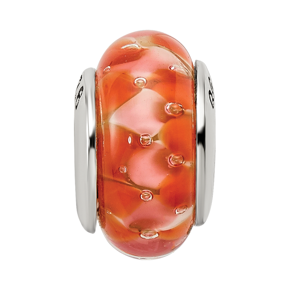 Sterlingsilber Reflections Orange Hand-blown Glas Perle