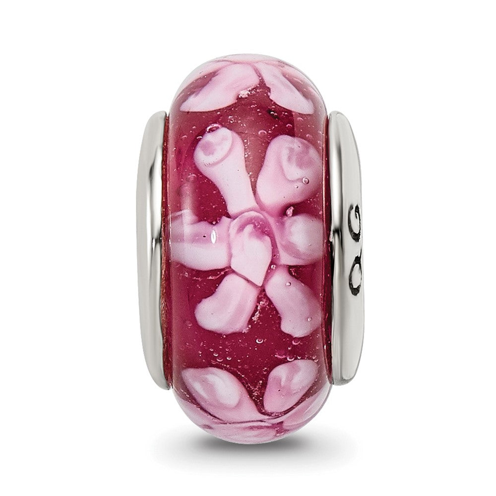 Sterlingsilber Reflections Lila Blumen Hand-blown Glas Perle