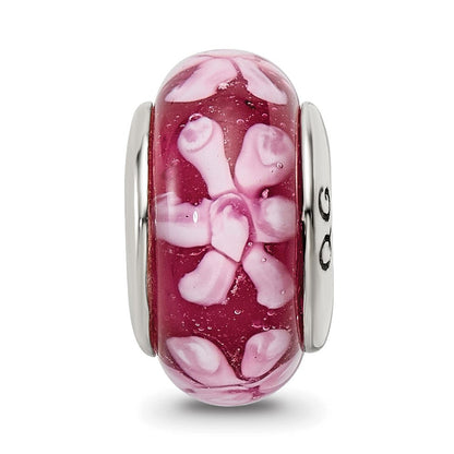 Sterlingsilber Reflections Lila Blumen Hand-blown Glas Perle