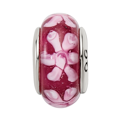 Sterlingsilber Reflections Lila Blumen Hand-blown Glas Perle