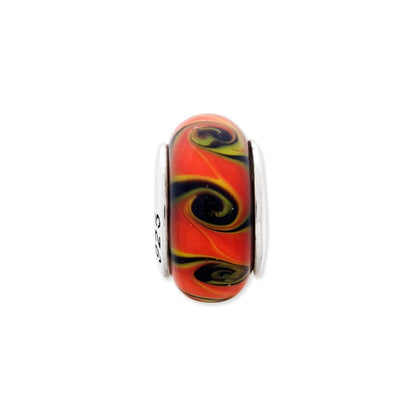 Sterlingsilber Reflections Rot/black Hand-blown Glas Perle