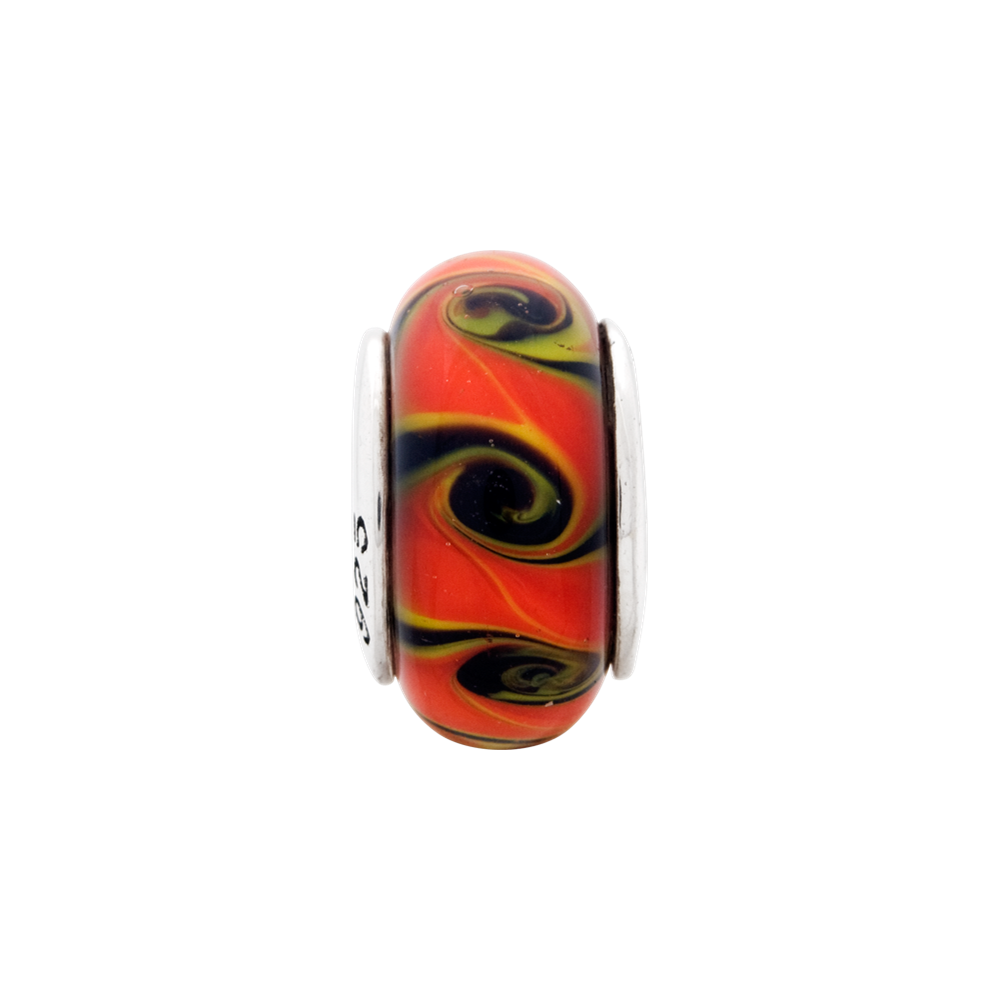 Sterlingsilber Reflections Rot/black Hand-blown Glas Perle