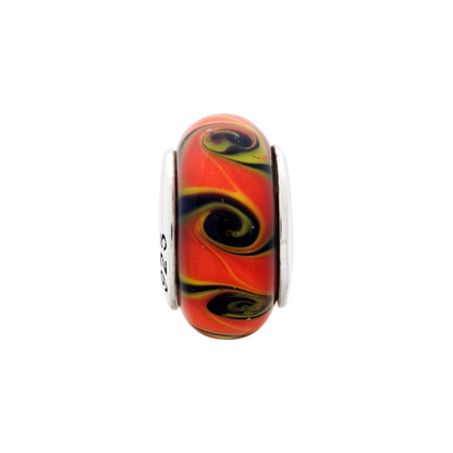 Sterlingsilber Reflections Rot/black Hand-blown Glas Perle