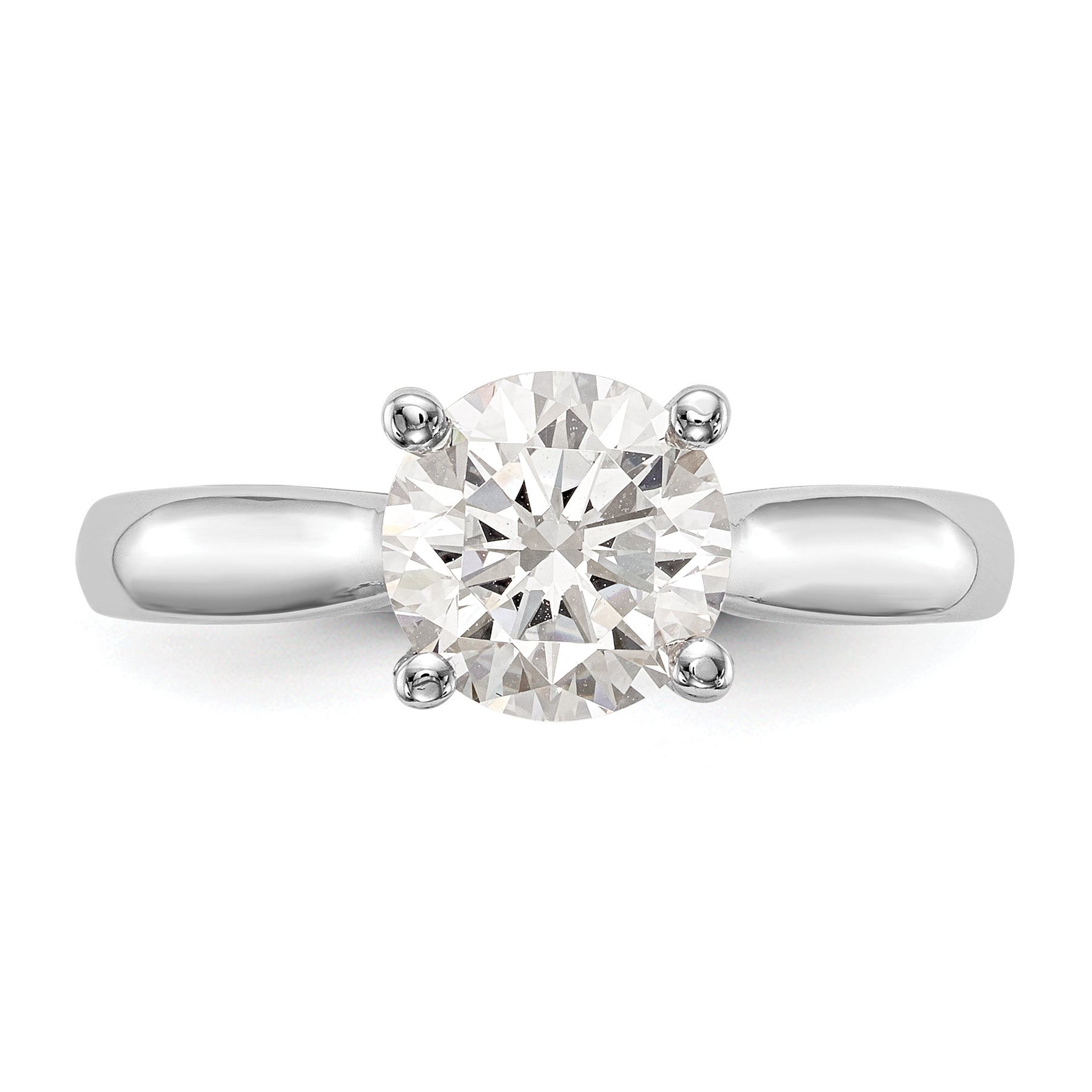 14K Weißgold Synthetisch Diamant Verlobungsring