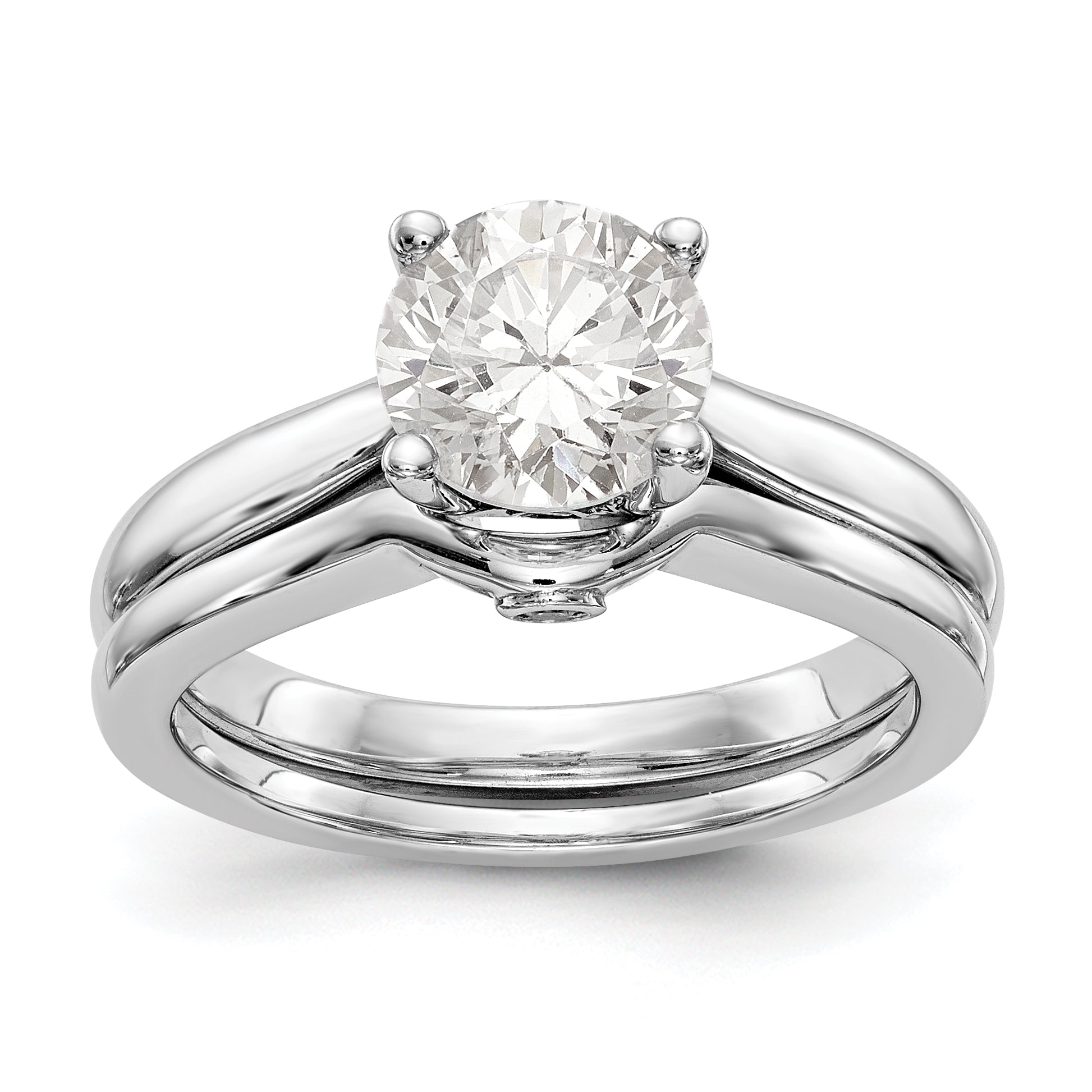 14K Weißgold Synthetisch Diamant Verlobungsring