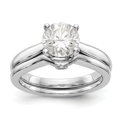 14K Weißgold Synthetisch Diamant Verlobungsring