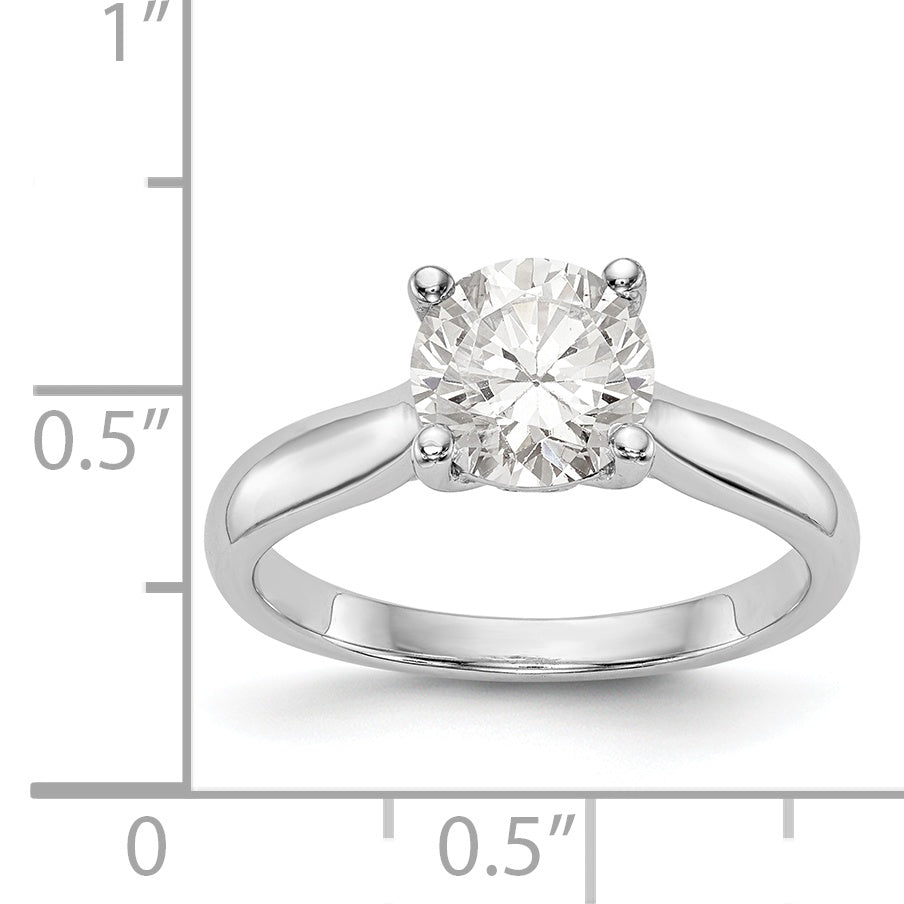 14K Weißgold Synthetisch Diamant Verlobungsring