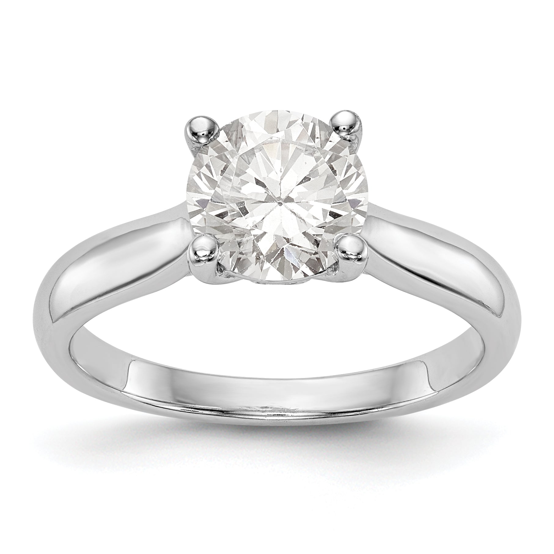 14K Weißgold Synthetisch Diamant Verlobungsring