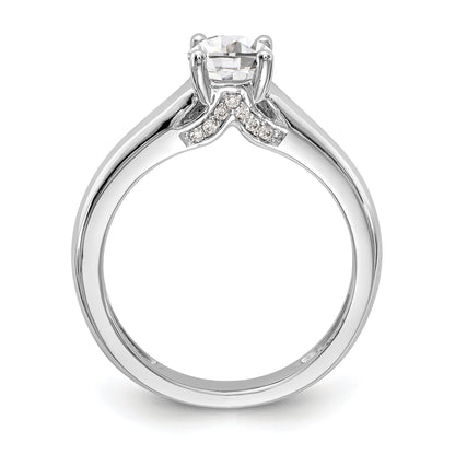 14K Weißgold Rund Synthetisch Diamant Verlobungsring