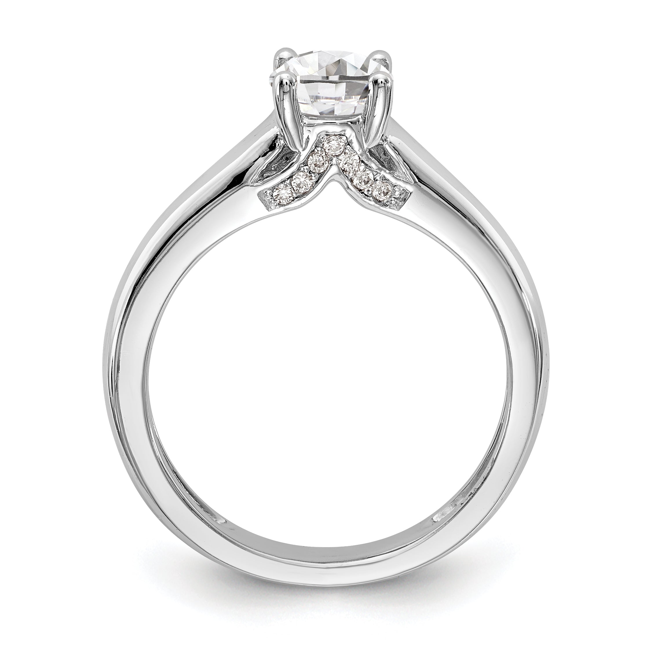 14K Weißgold Rund Synthetisch Diamant Verlobungsring