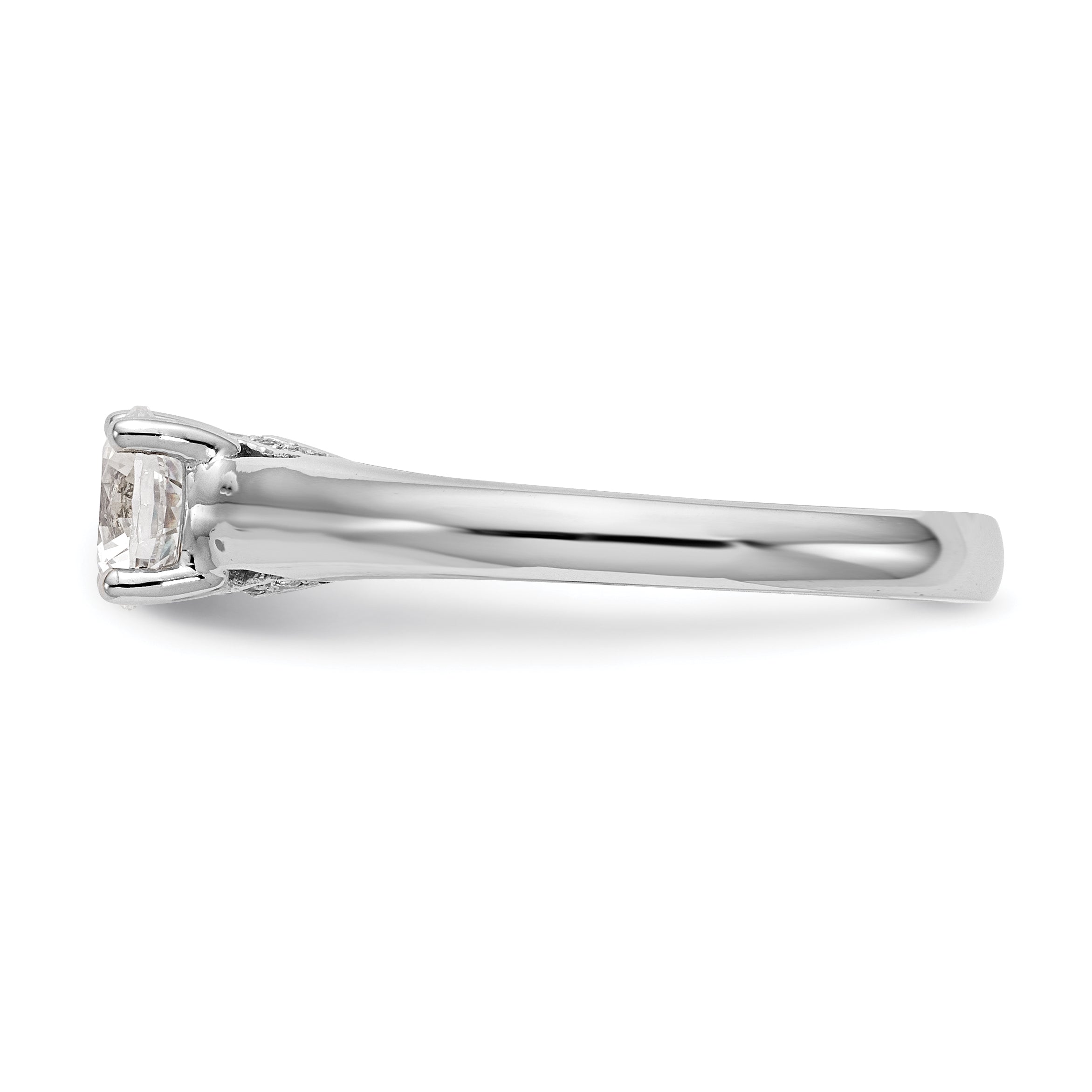 14K Weißgold Rund Synthetisch Diamant Verlobungsring