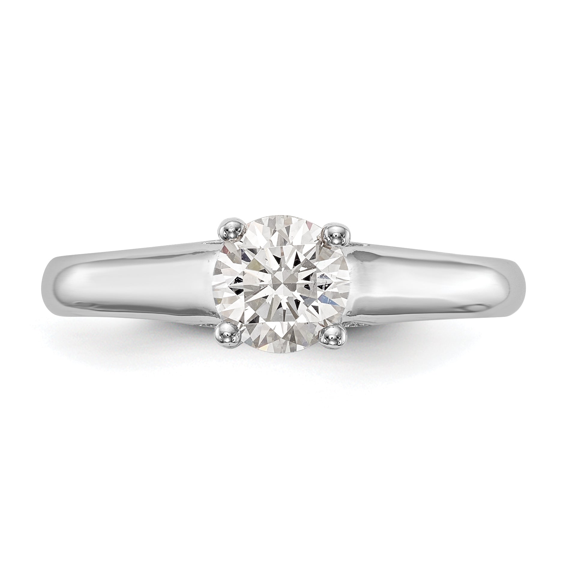 14K Weißgold Rund Synthetisch Diamant Verlobungsring
