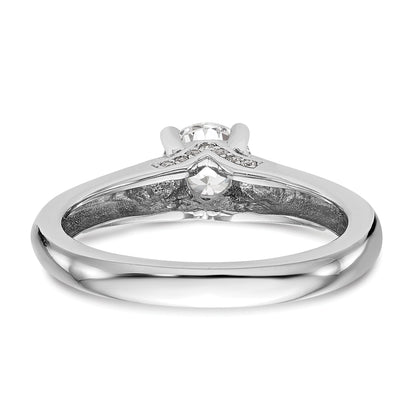 14K Weißgold Rund Synthetisch Diamant Verlobungsring