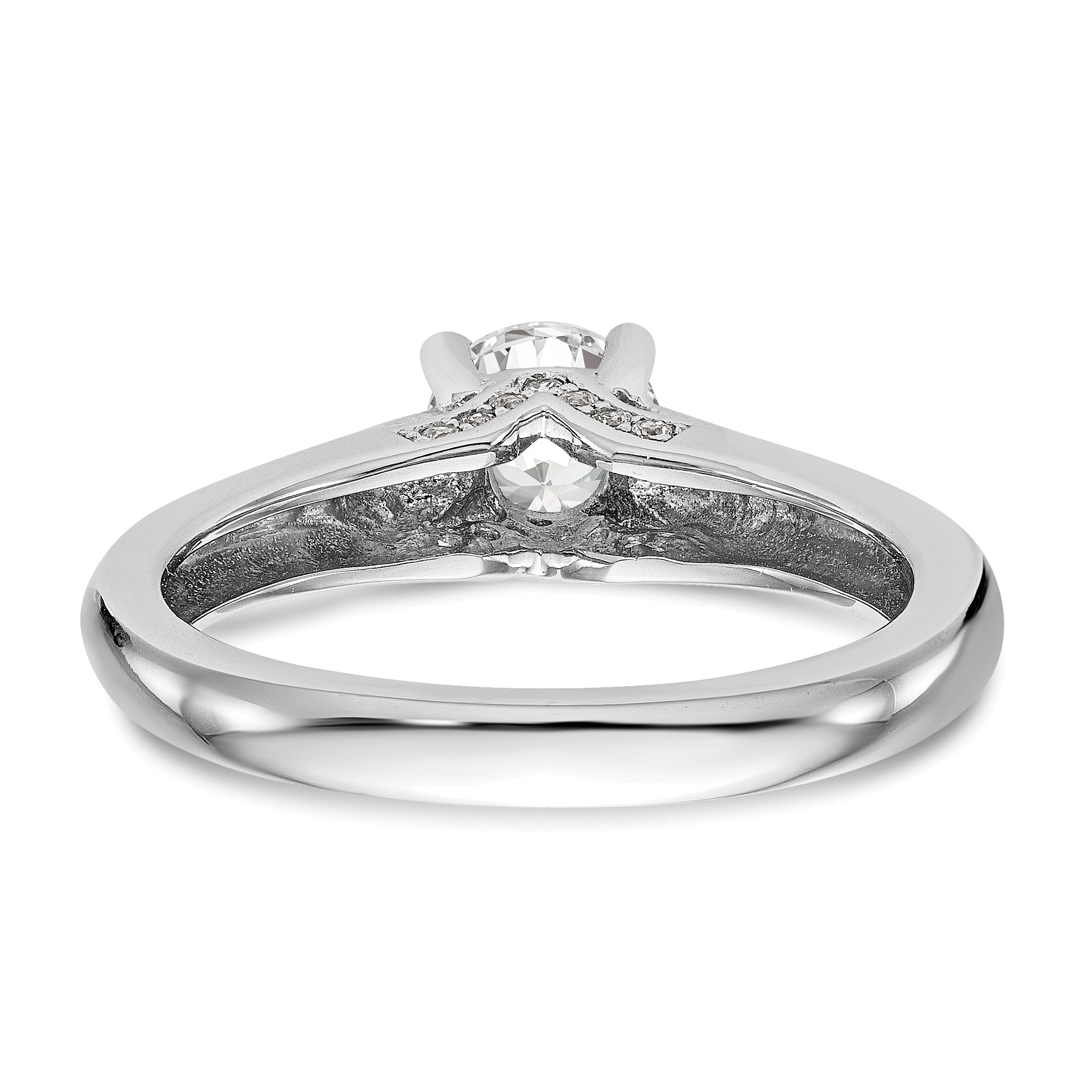 14K Weißgold Rund Synthetisch Diamant Verlobungsring